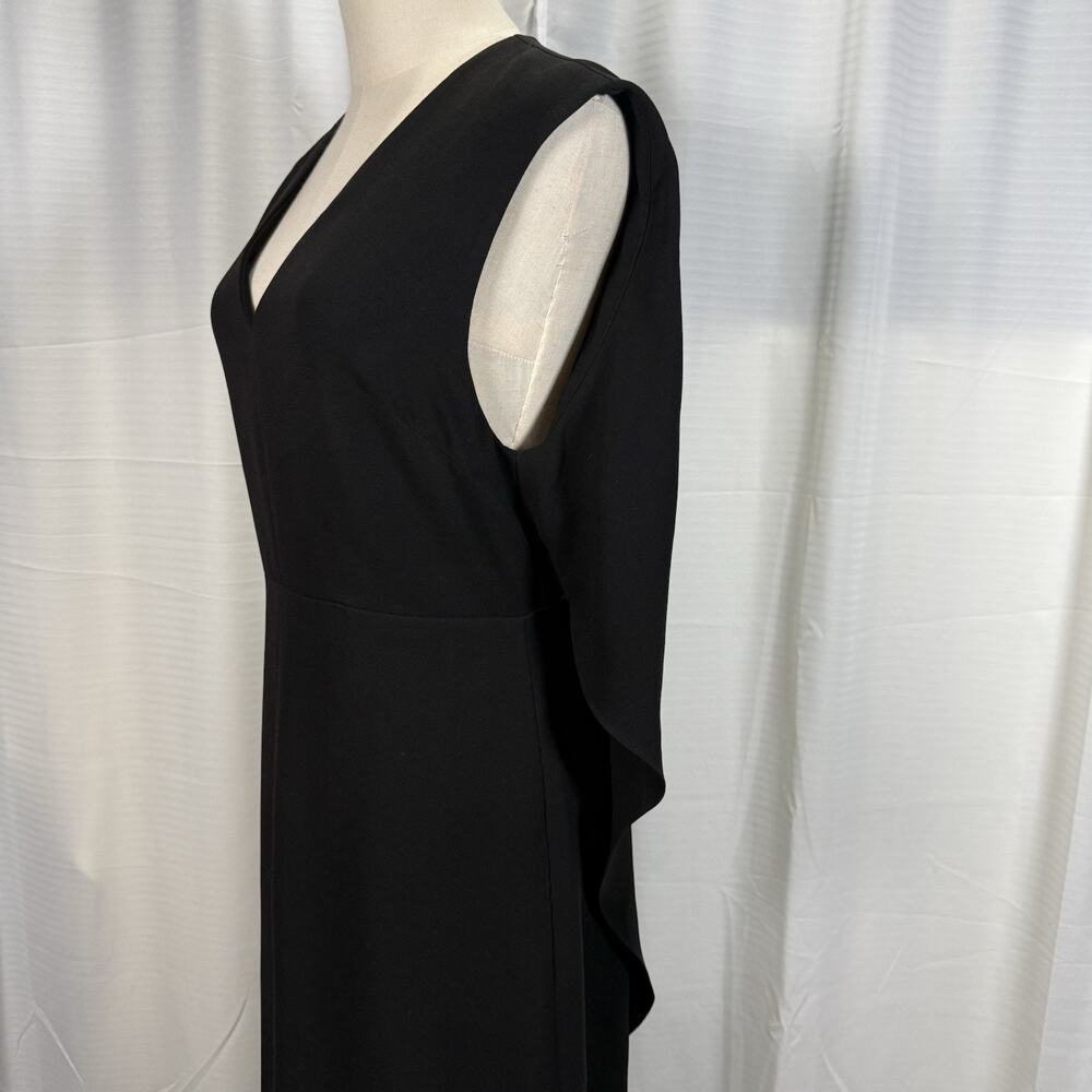 Tibi Black Cape Sleeve Midi Dress Batwing Open Back Minimalist Sz 6 Avant Garde - Picture 4 of 14